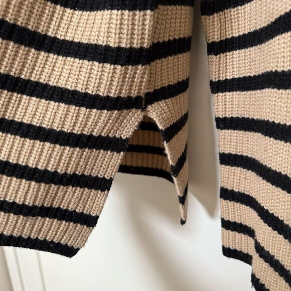 Rails Claudia Camel Ebony Stripe Sweater Womens Sz S Oversized Knit Mock Neck - Picture 4 of 13
